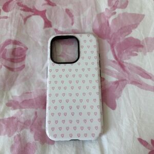 Pink Heart Pattern Phone Case - White and Pink